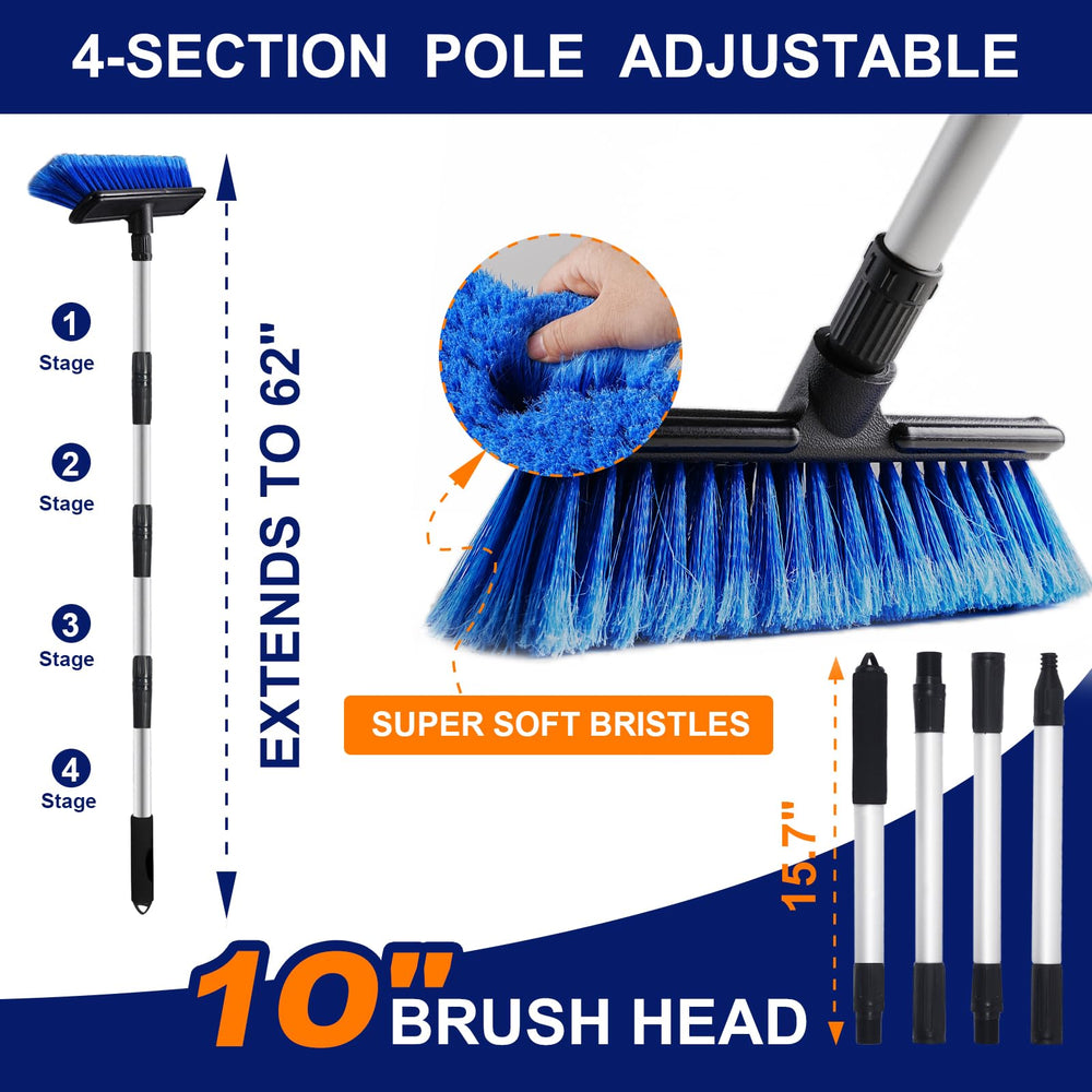 EVERRUSH fully assembled 62-inch pole extended for high-reach cleaning advantage