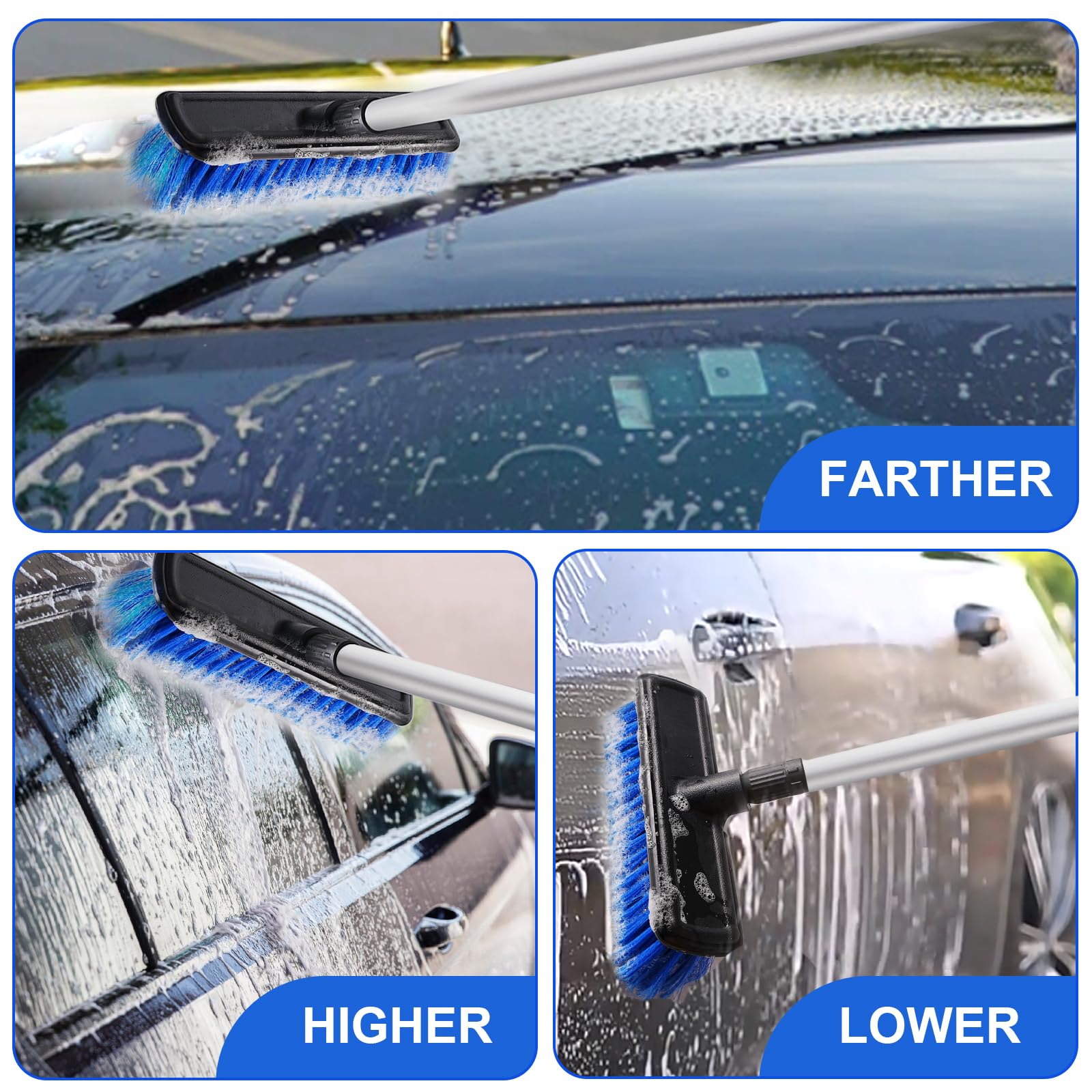 EVERRUSH brush cleaning an RV roof illustrating reach and safe wash benefit
