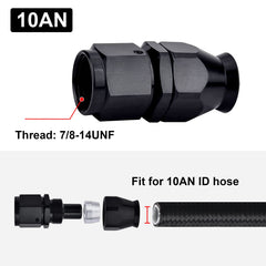 EVIL ENERGY fitting attached to PTFE-lined fuel hose demonstrating proper hose compatibility and fit
