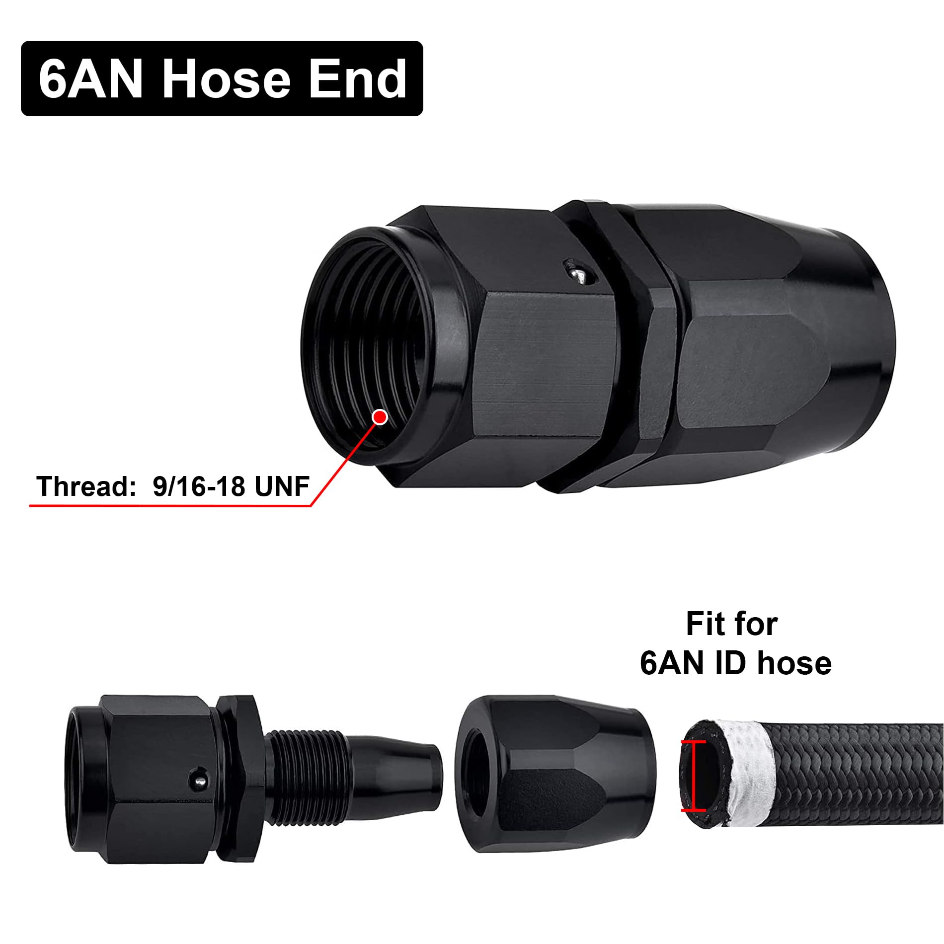 EVIL ENERGY close-up of 9/16-18 UNF thread on 6AN fitting demonstrating precise machining for secure seal