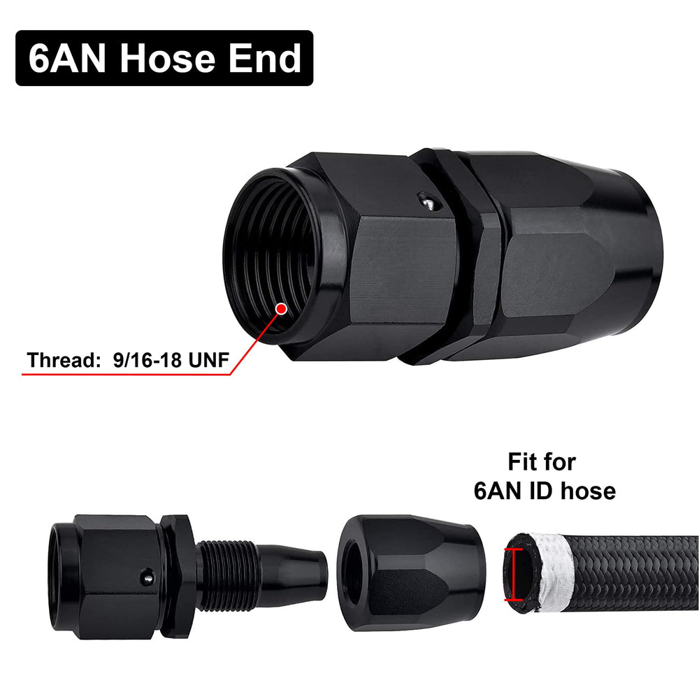EVIL ENERGY close-up of 9/16-18 UNF thread on 6AN fitting demonstrating precise machining for secure seal