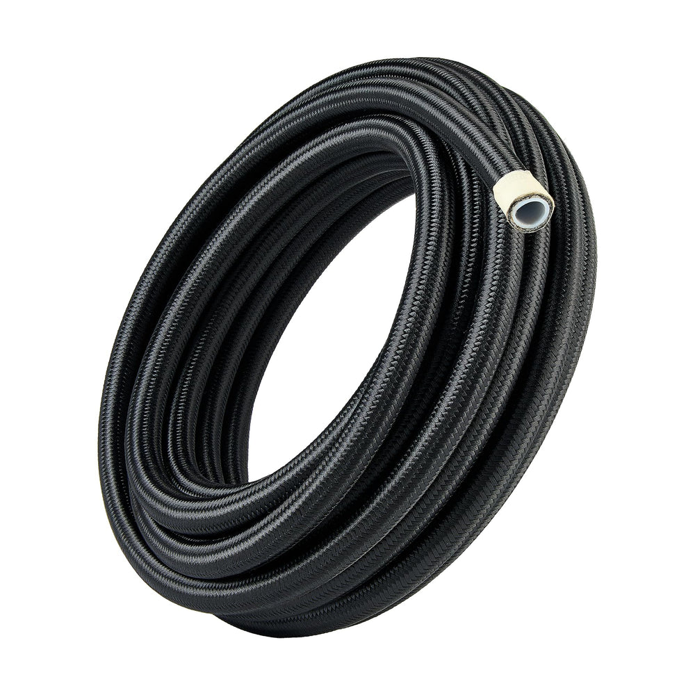 EVIL ENERGY front view of 8AN PTFE hose showing durable braided jacket and length benefit