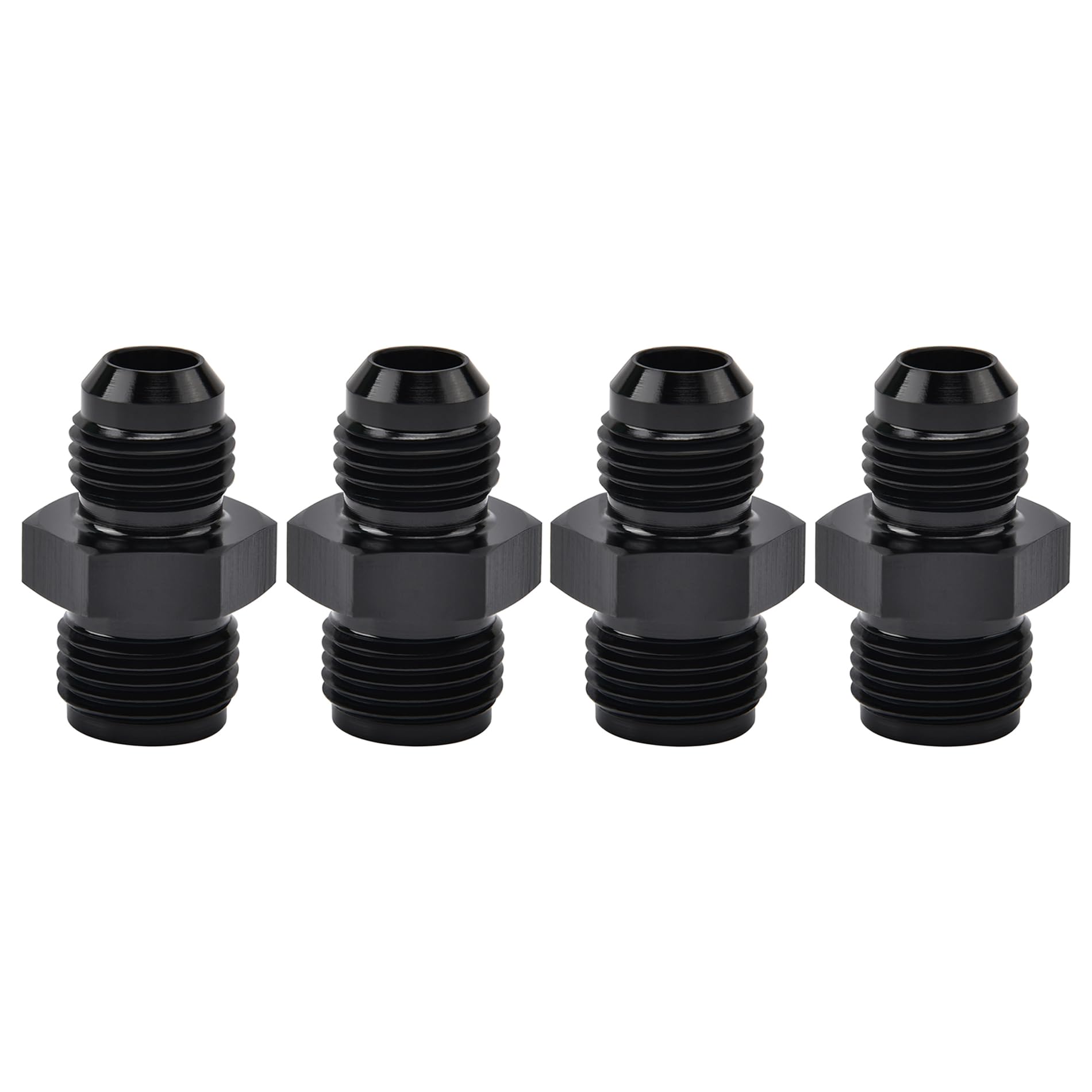 EVIL ENERGY front view of straight 6AN to 5/8x18 adapter showing black anodized finish and dimensions benefit durability