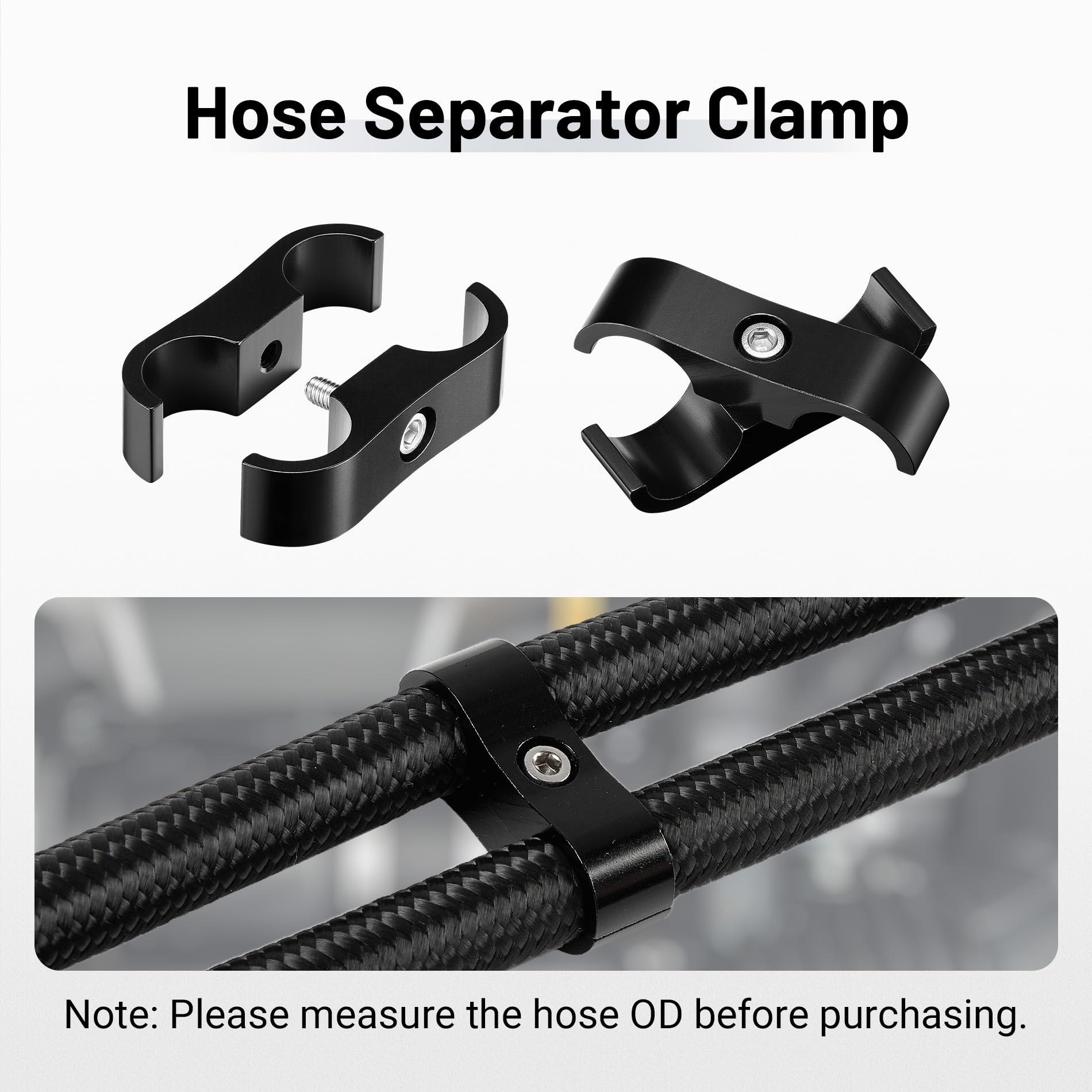 EVIL ENERGY side profile of AN8 clamp highlighting thickness and rigid support for hoses