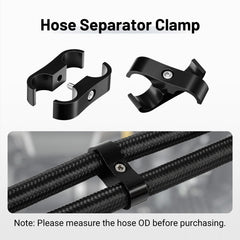 EVIL ENERGY side profile of AN8 clamp highlighting thickness and rigid support for hoses
