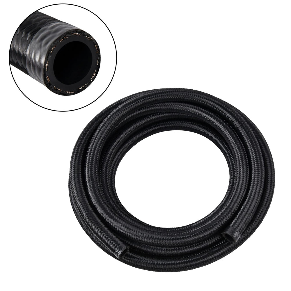 EVIL ENERGY front view of 10ft AN8 hose showing full coil and black nylon braid, durable supply