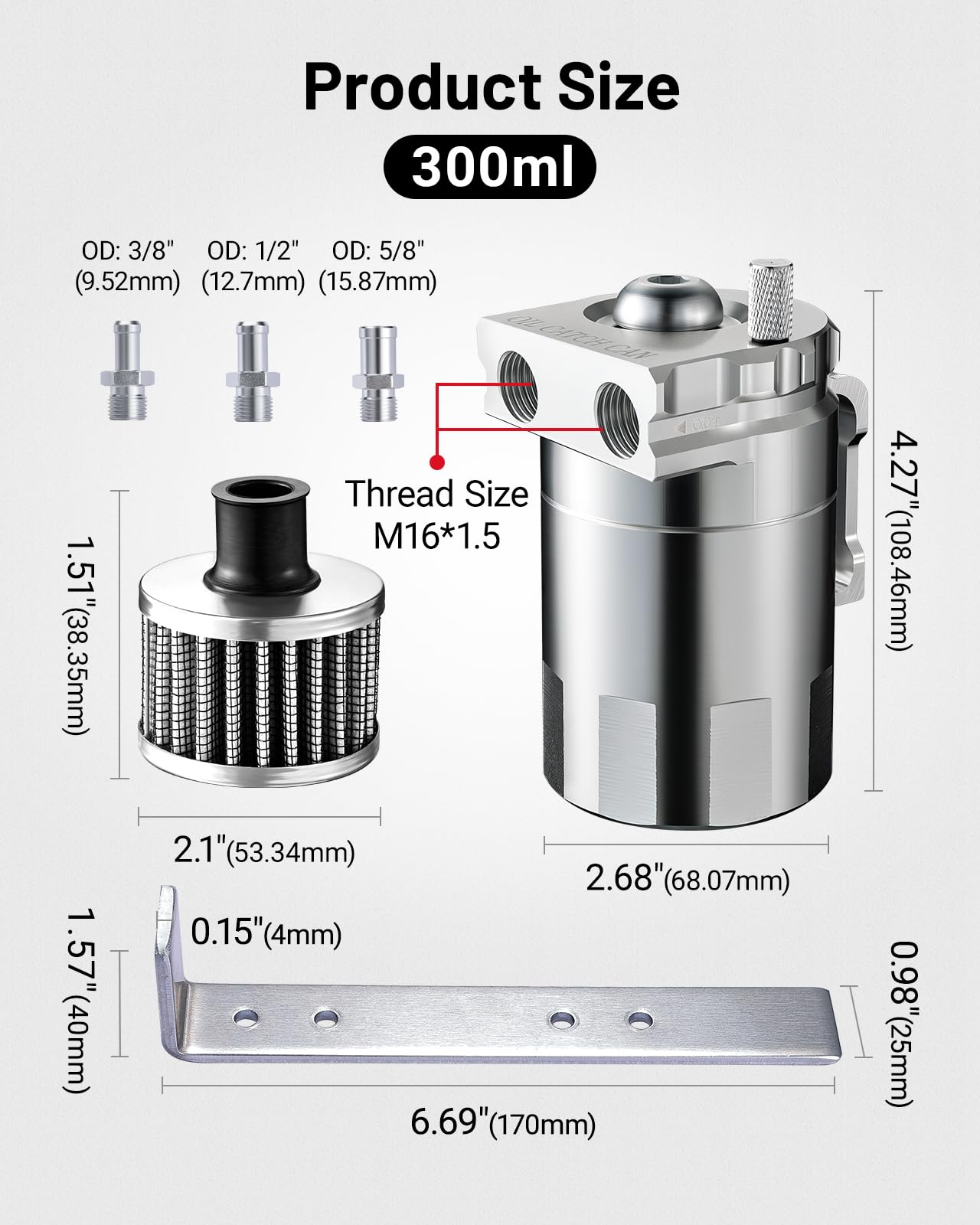 EVIL ENERGY breather filter attached to can in vented setup, allows safe crankcase venting