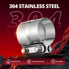 EVIL ENERGY clamp installed on exhaust pipe demonstrating no-weld convenience