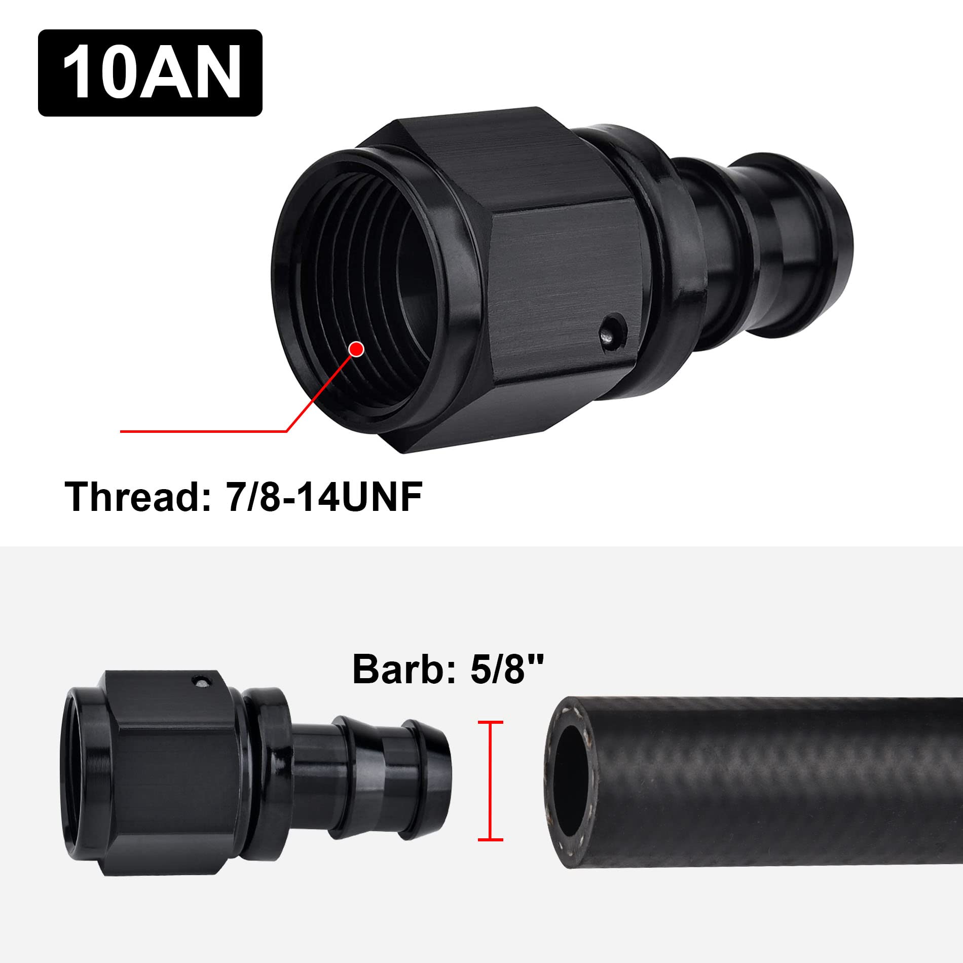 EVIL ENERGY close-up of 7/8-14 UNF 10AN thread detail for precise sealing and strength