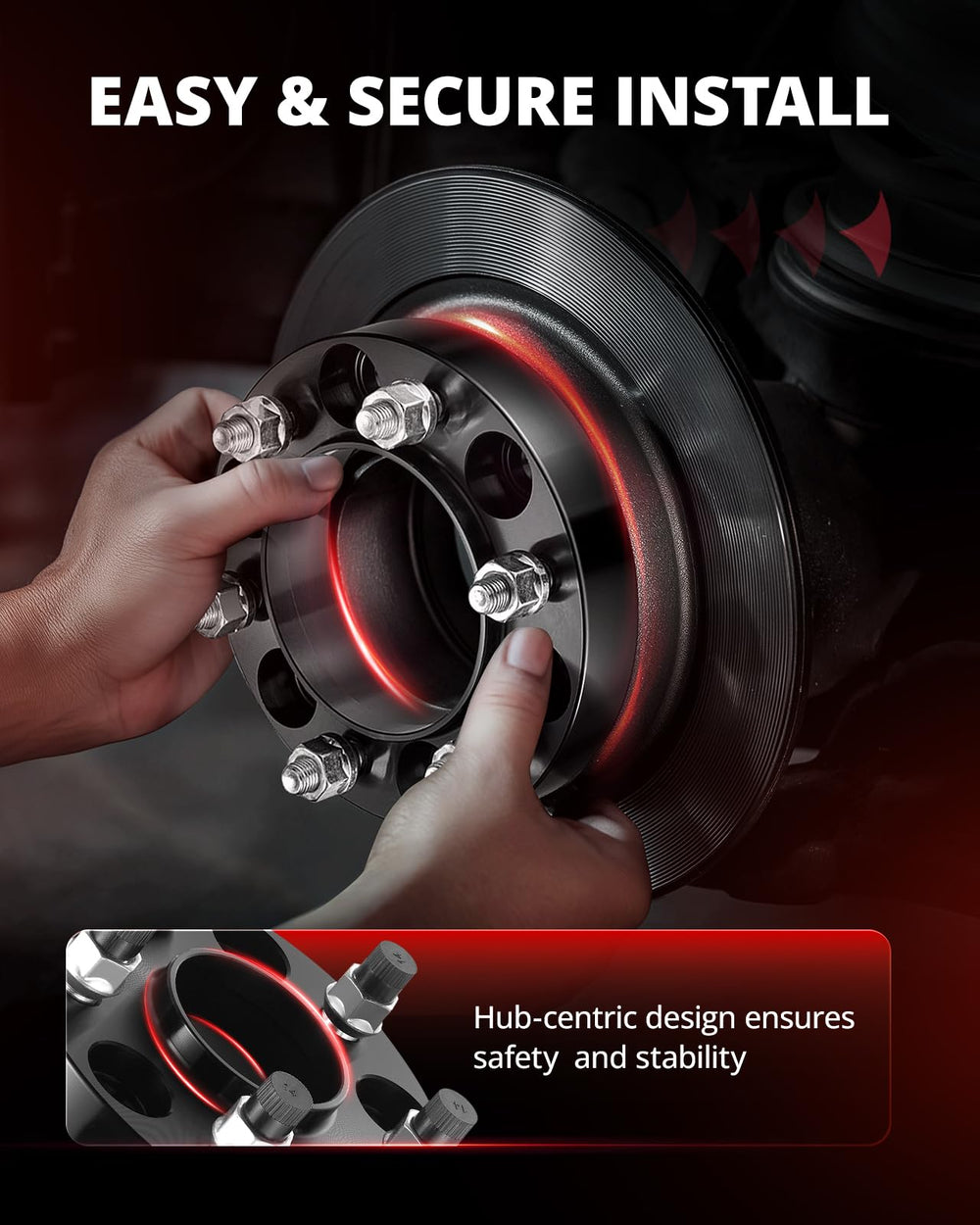 EVIL ENERGY spacer next to stock wheel showing increased track width benefit