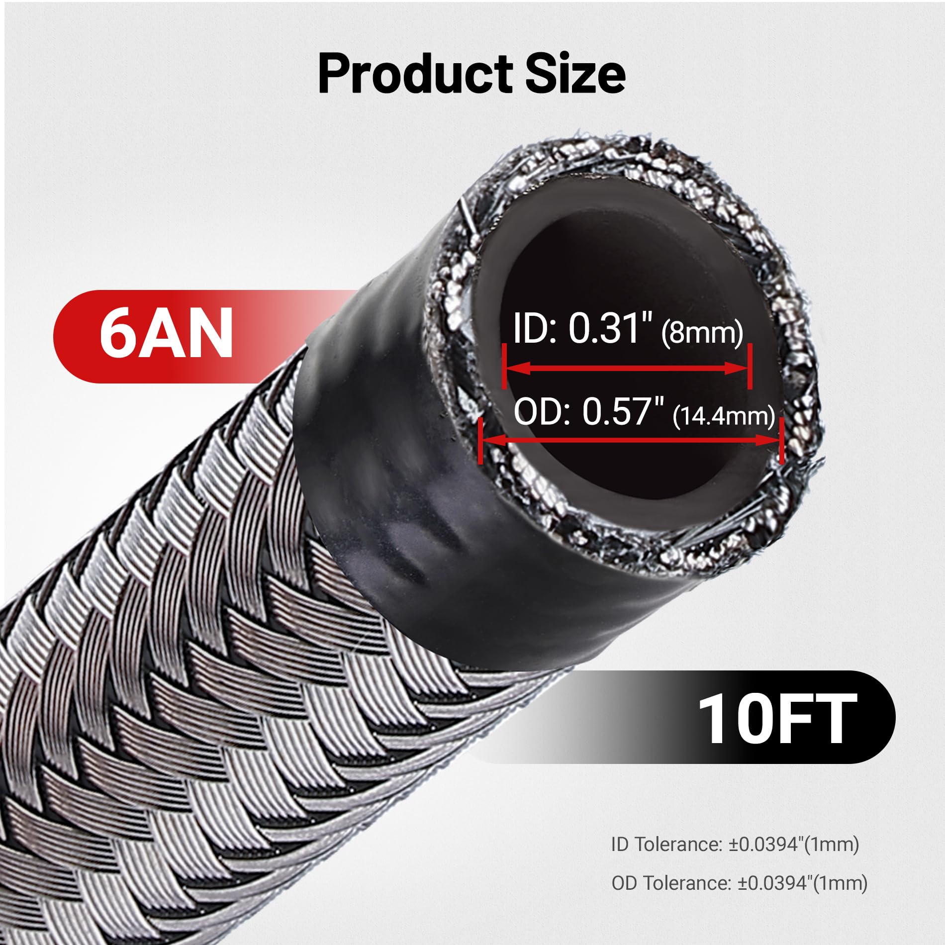 EVIL ENERGY cutaway revealing CPE inner layer and 304 steel wire reinforcement strength