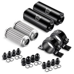 EVIL ENERGY dual fuel filter front view showing housings and fittings benefits reliable protection