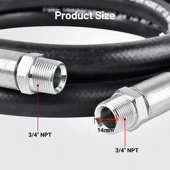 EVIL ENERGY hose end and label detail showing size and material information