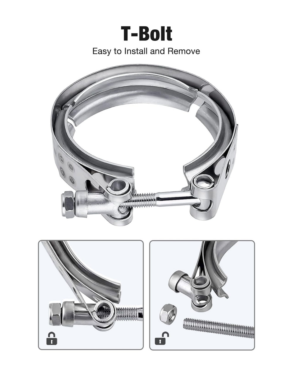 EVIL ENERGY male and female flanges aligned inside clamp highlighting easy installation