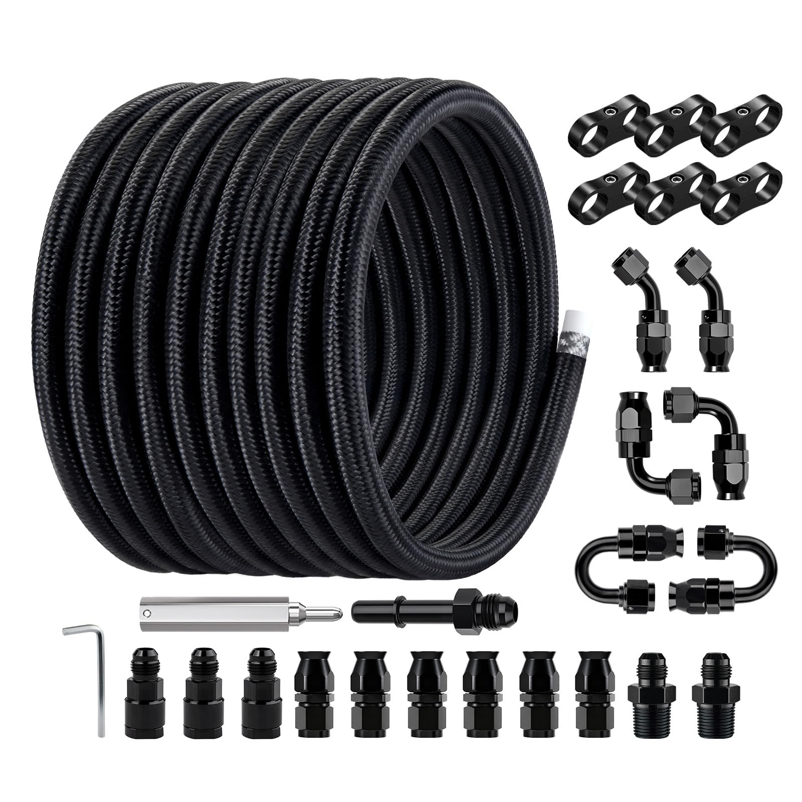 EVIL ENERGY front packaging showing 6AN PTFE hose kit and included fittings for easy identification