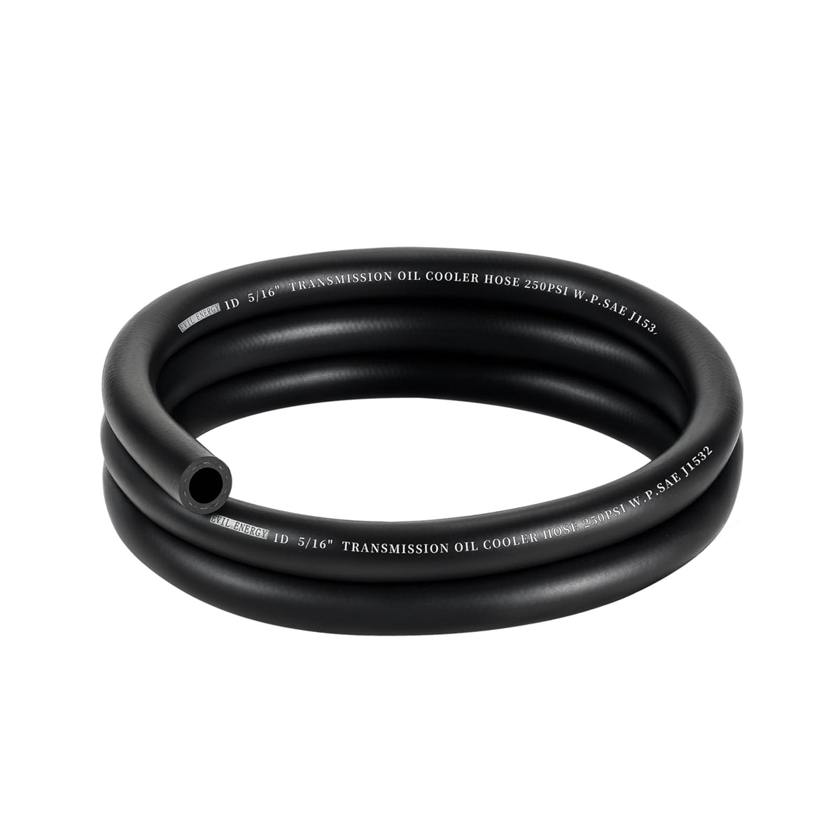 EVIL ENERGY front view of 5ft 5/16" hose showing length and label for quick identification
