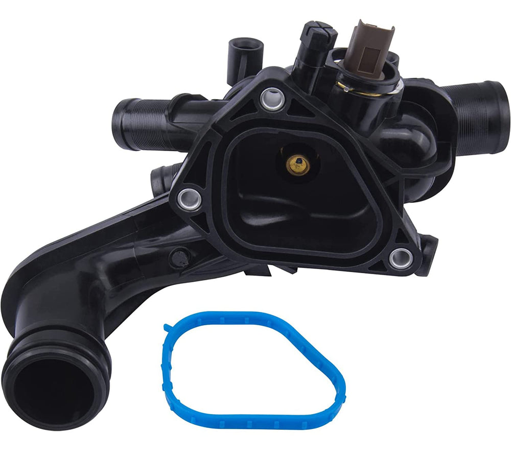 EVIL ENERGY front view of thermostat housing kit showing complete packaged components and fitment