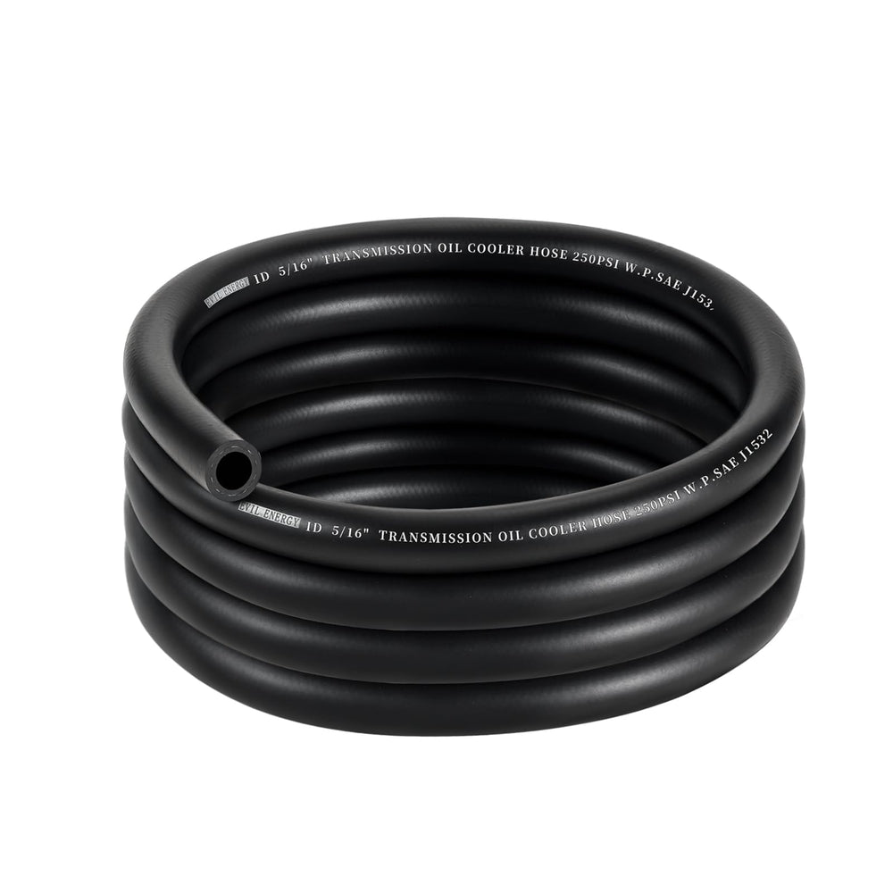 EVIL ENERGY front view of coiled 10ft hose showing brand and size, highlighting durability