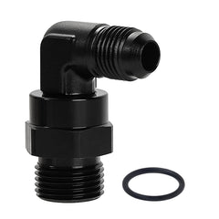 EVIL ENERGY front view of 6AN to 8AN 90° swivel adapter showing compact profile and black finish