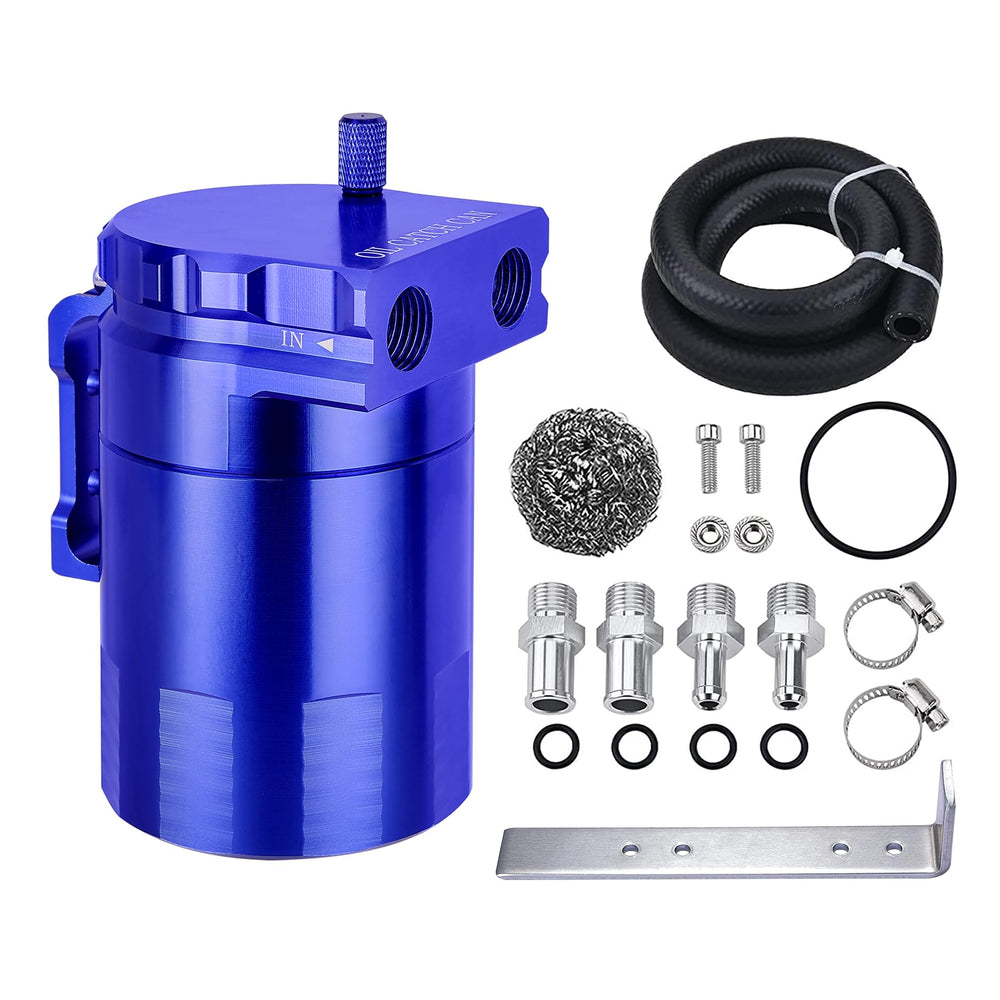 EVIL ENERGY front view blue catch can showing compact mount benefit