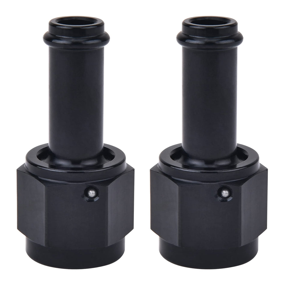 EVIL ENERGY front view of 6AN to 3/8" fitting showing compact design and reliability