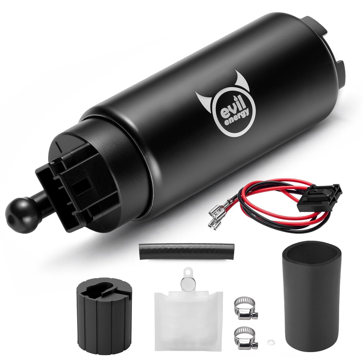 EVIL ENERGY front view of intank fuel pump showing compact design and reliable flow