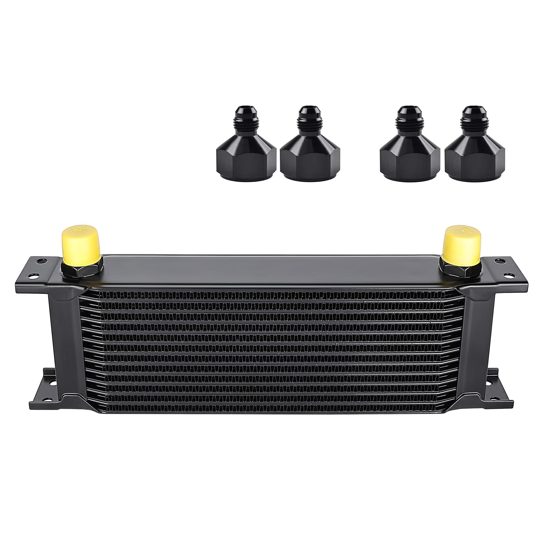 EVIL ENERGY front view of oil cooler showing core and mounting points for effective cooling