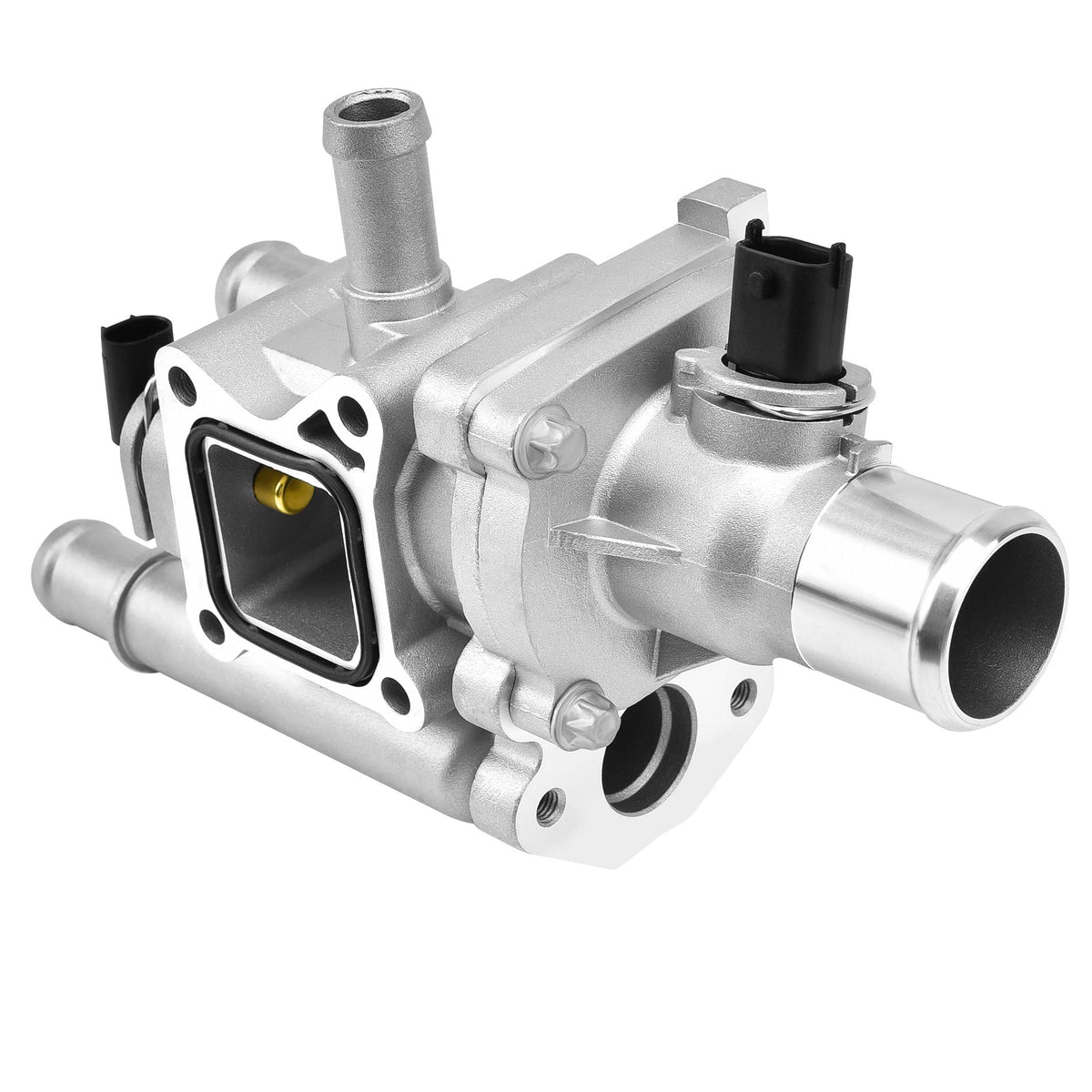 EVIL ENERGY front view thermostat housing showing bolt locations and ports for easy fitment