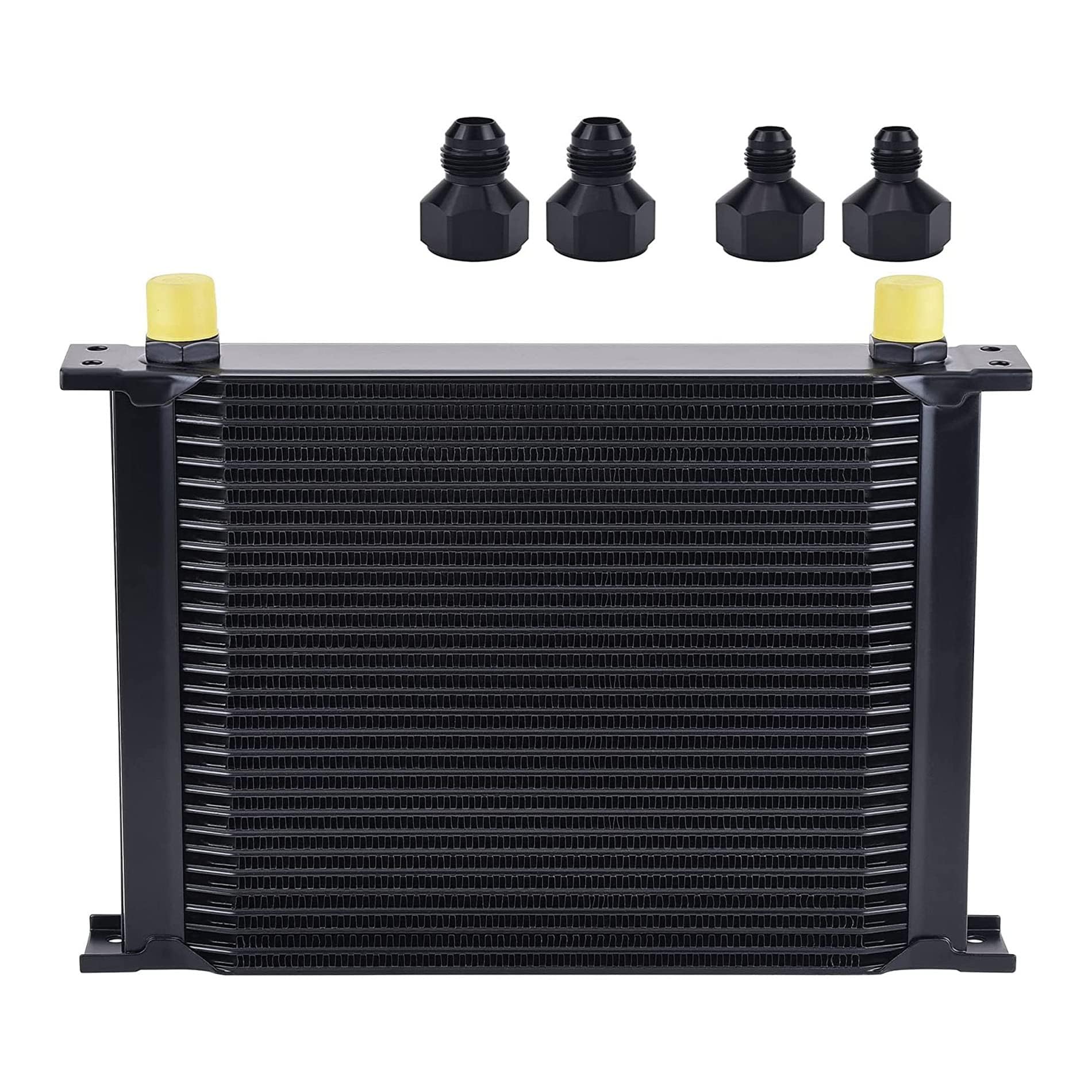 EVIL ENERGY front view of black 30-row oil cooler showing compact design and airflow benefit