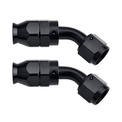 EVIL ENERGY front view of 8AN 45° PTFE hose end showing compact design and durability