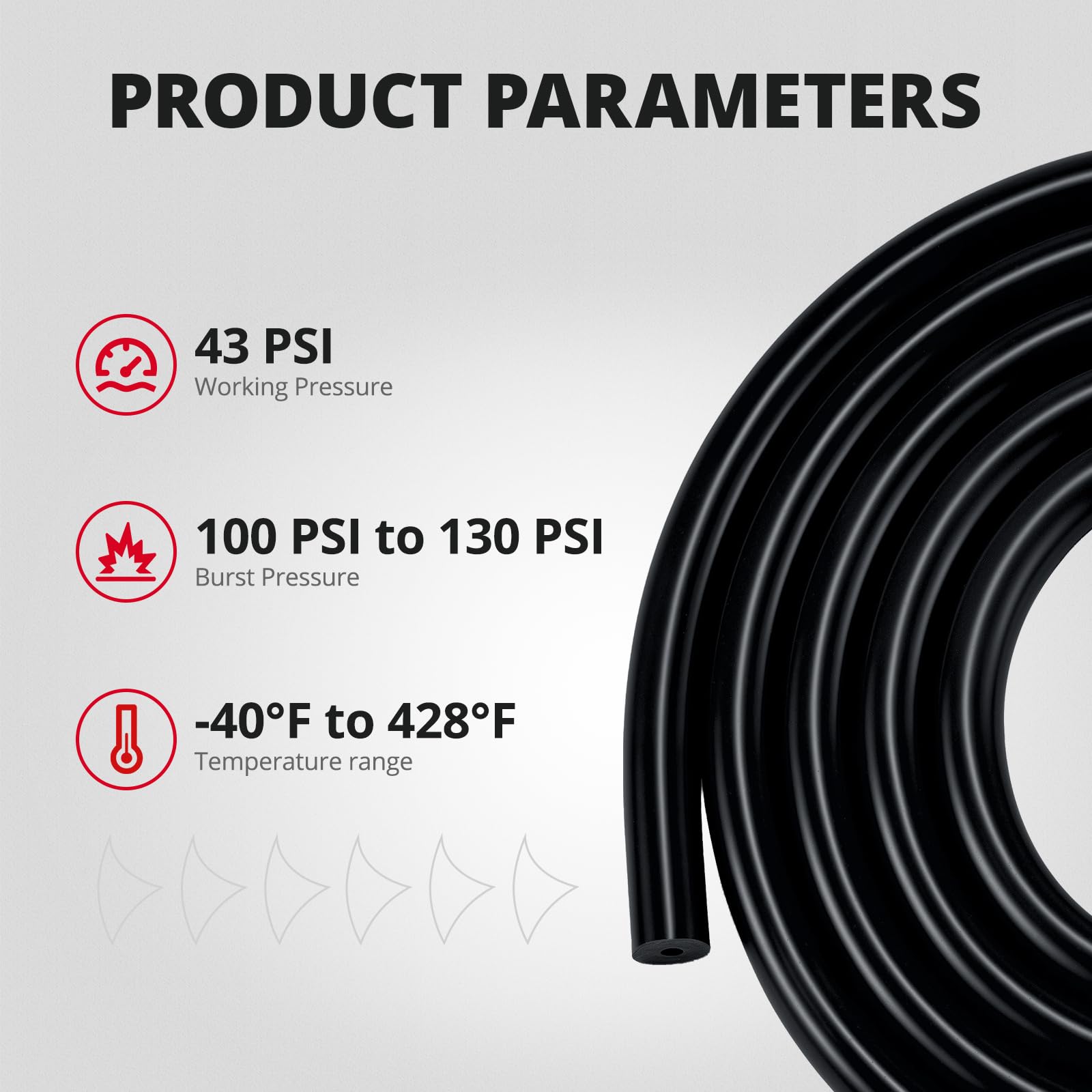 EVIL ENERGY hand flexing tubing to show pliability and temperature resilience