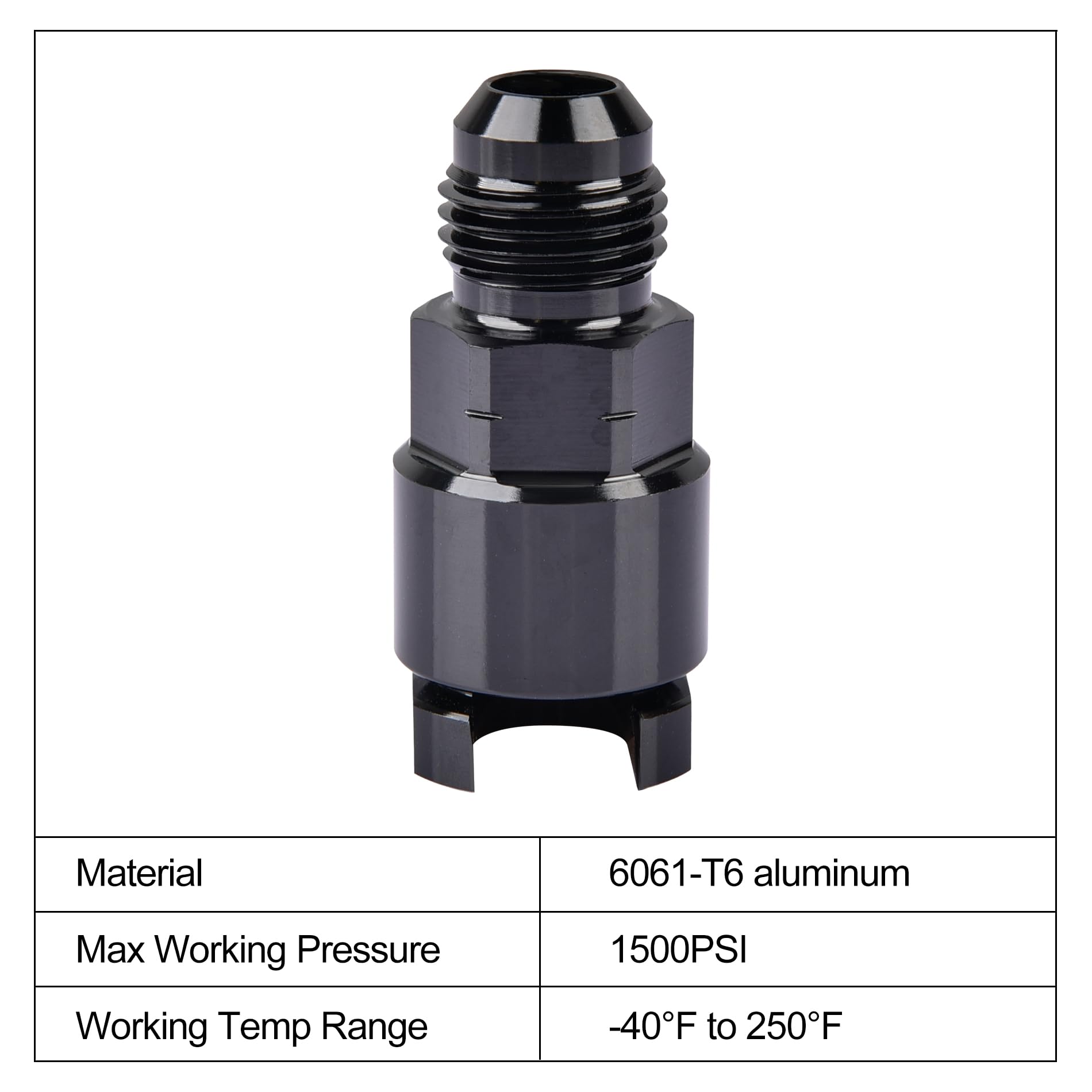EVIL ENERGY adapter installed on a fuel rail demonstrating clean connection and easy serviceability