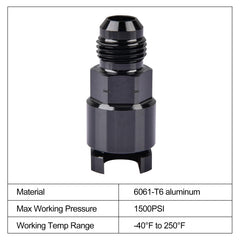 EVIL ENERGY adapter installed on a fuel rail demonstrating clean connection and easy serviceability