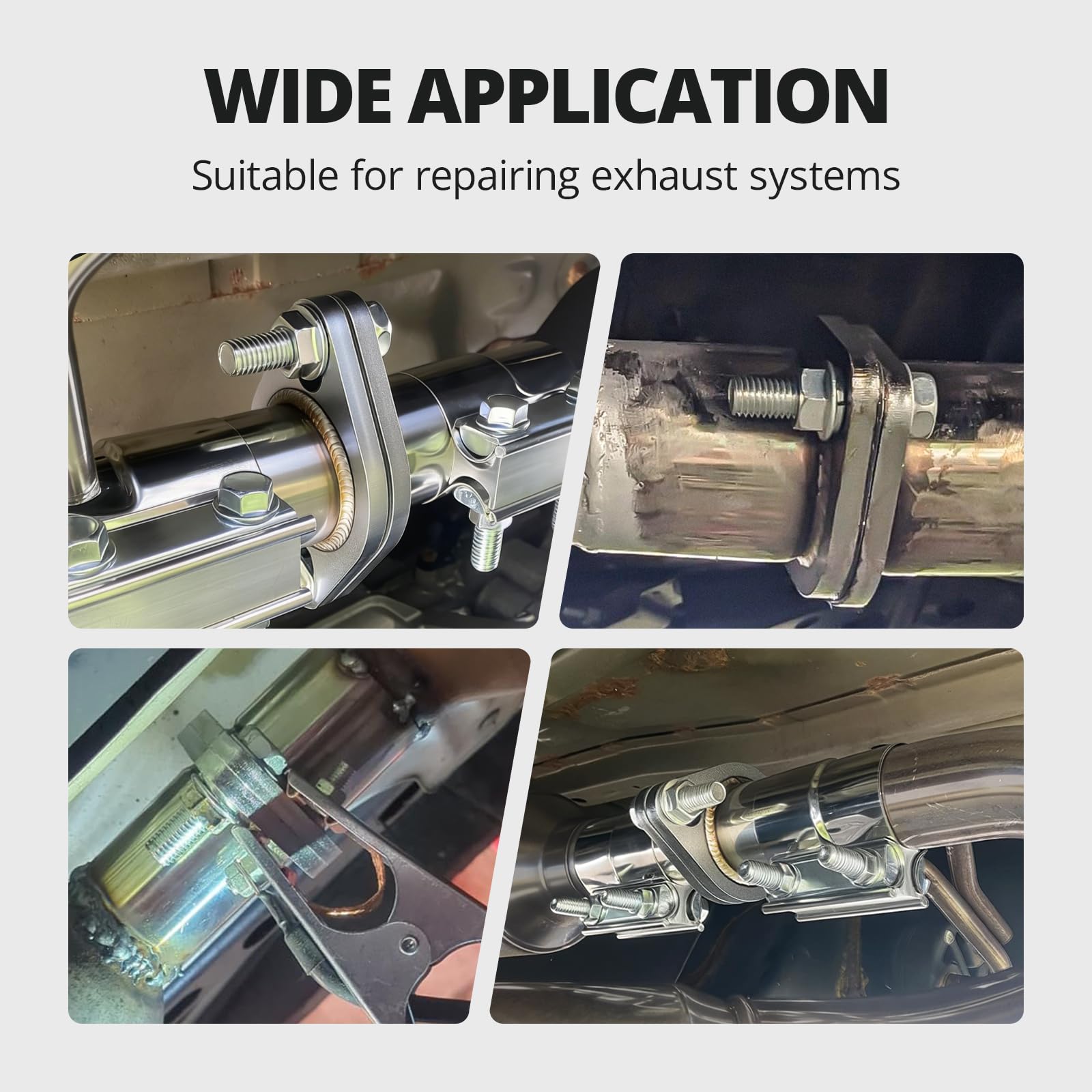 EVIL ENERGY flange kit welded into exhaust showing durable installation benefit