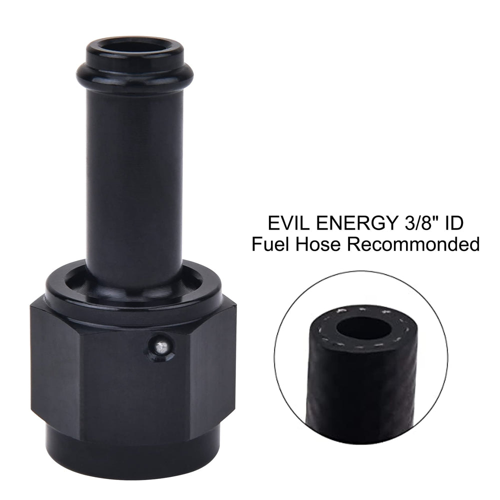 EVIL ENERGY fitting installed on hose demonstrating easy push‑in connection
