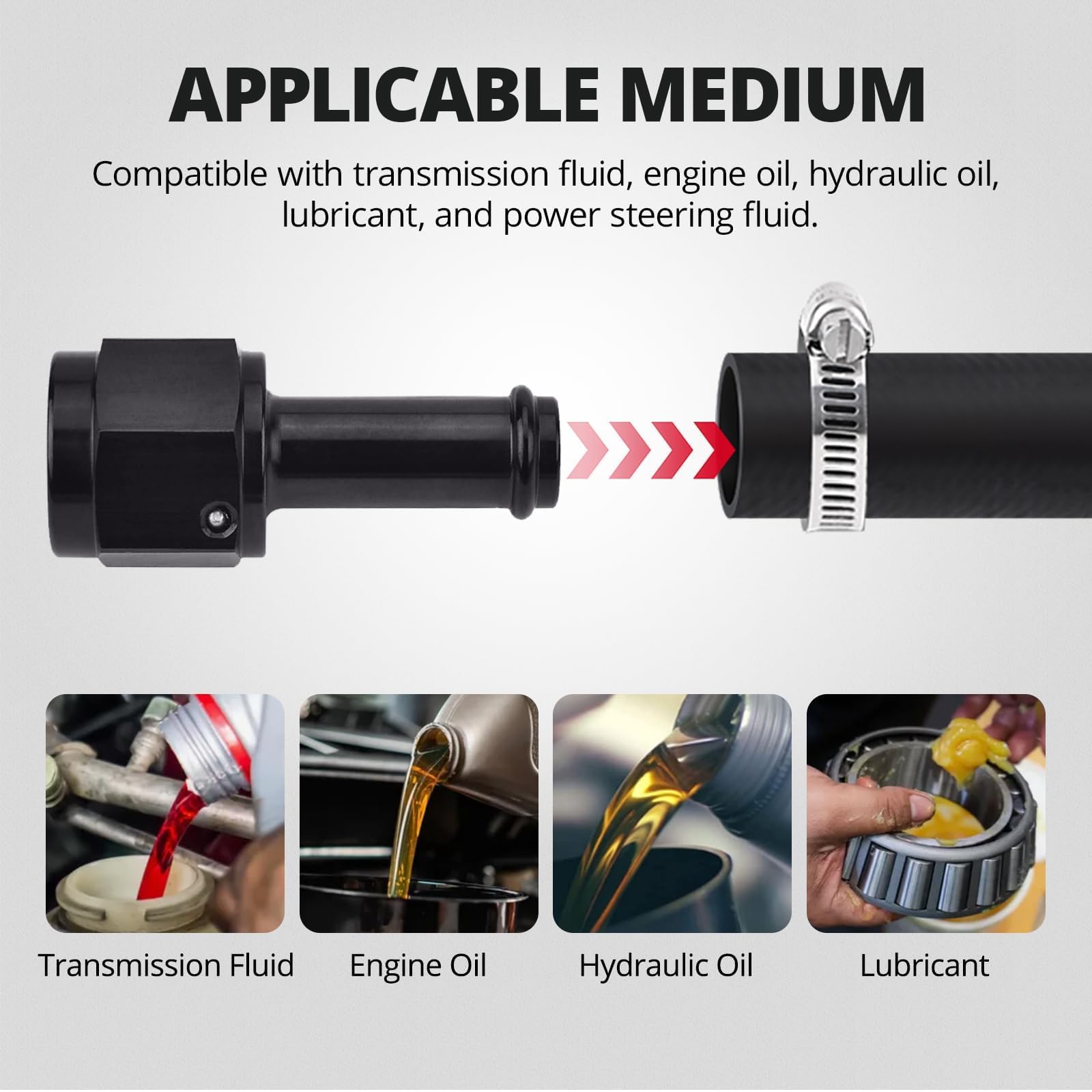 EVIL ENERGY hose installed under a vehicle hood, demonstrating routing and space-saving fit