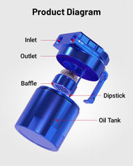 EVIL ENERGY internal baffle closeup illustrating improved oil separation