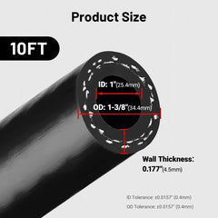 EVIL ENERGY 10ft hose laid out with ruler showing scale and easy installation benefit