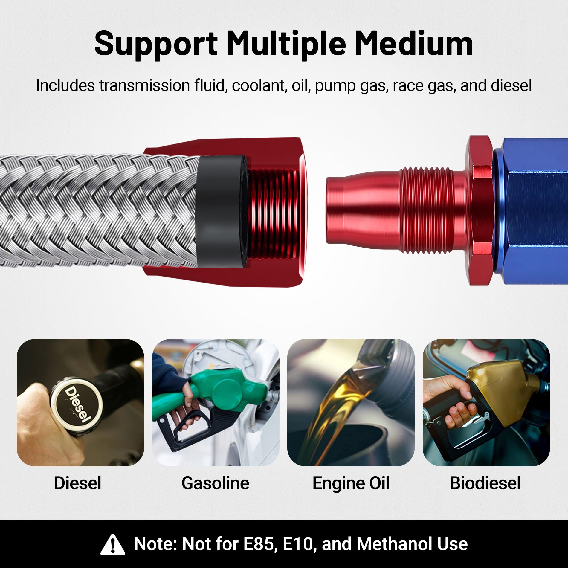 EVIL ENERGY hose beside ruler showing 10ft length and clear sizing for installation