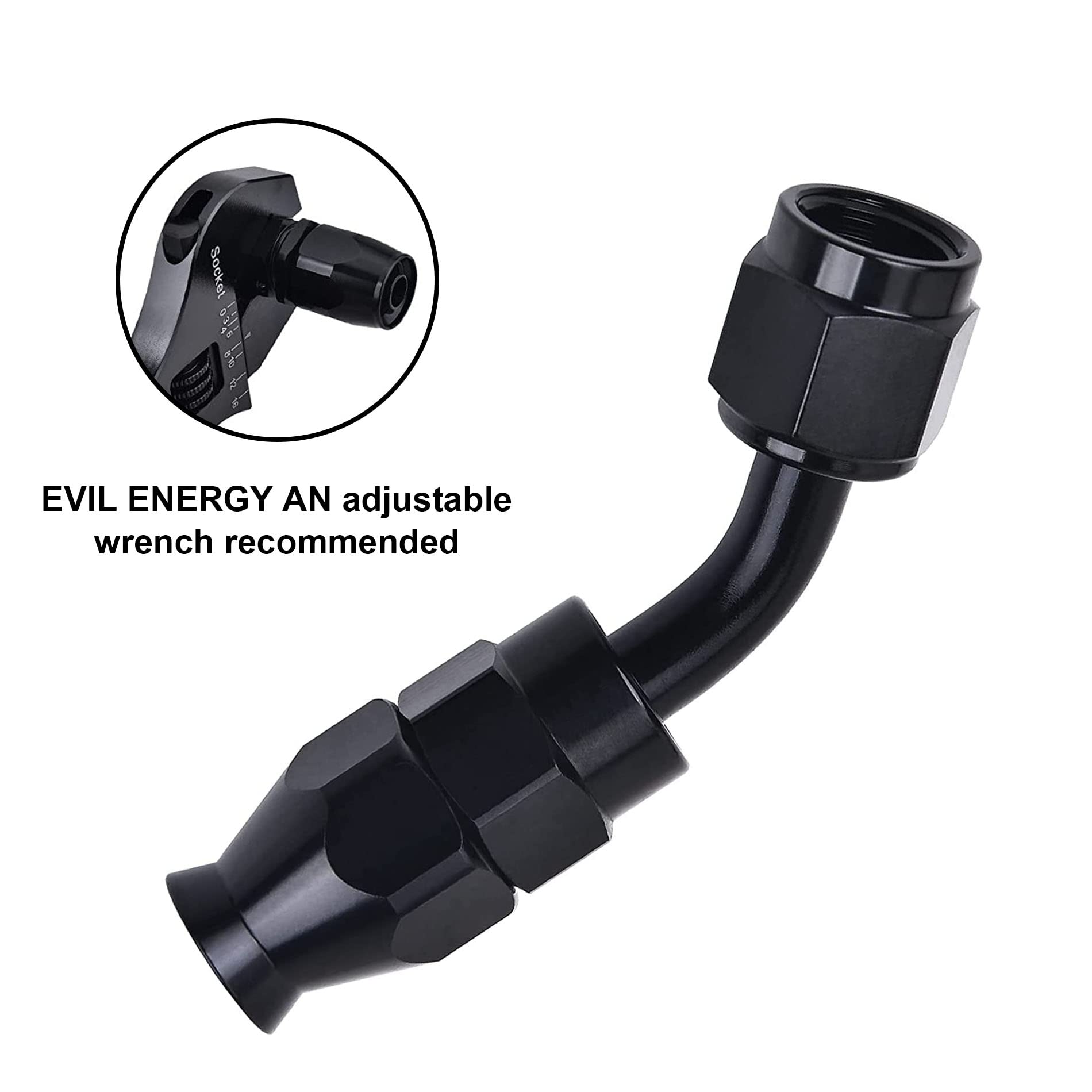 EVIL ENERGY installed on PTFE fuel hose in engine bay demonstrating secure connection