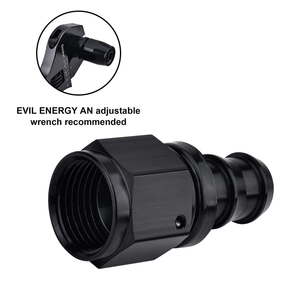 EVIL ENERGY fitting next to ruler to illustrate dimensions and scale for correct sizing