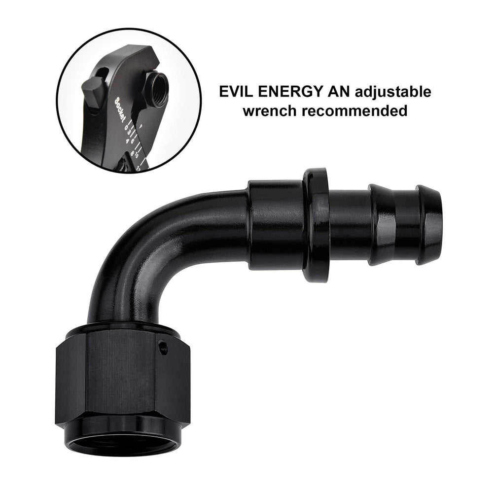 EVIL ENERGY fitting next to coin for scale showing compact size for tight installations
