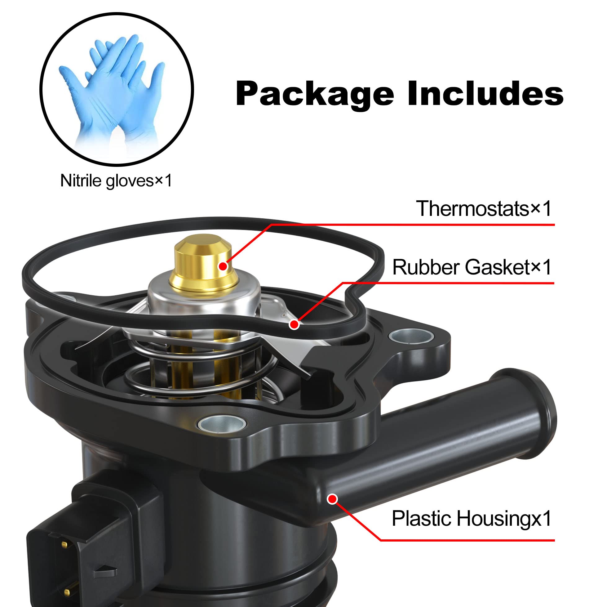 EVIL ENERGY thermostat housing beside ruler showing compact size for easy replacement