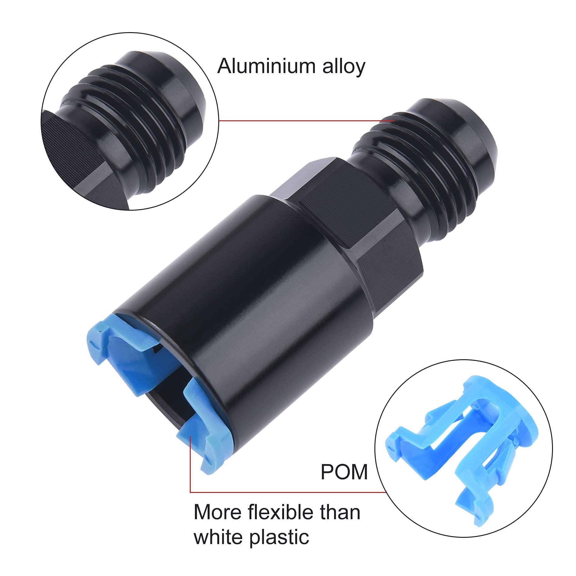 EVIL ENERGY spring-lock detail demonstrating quick push-on hose retention