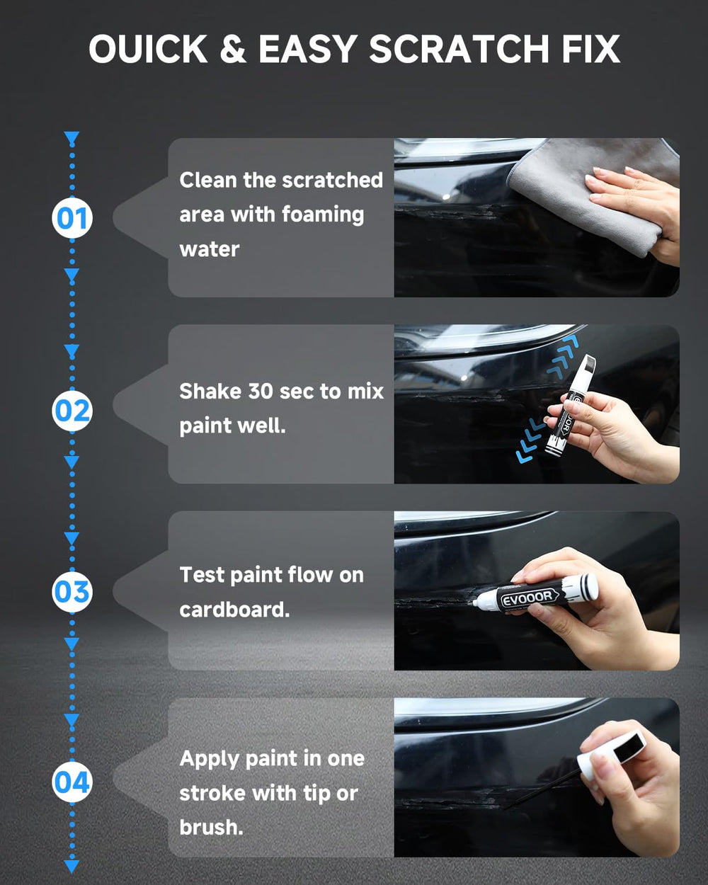 EVOOOR pen next to coin showing compact size for easy storage and on-the-go fixes
