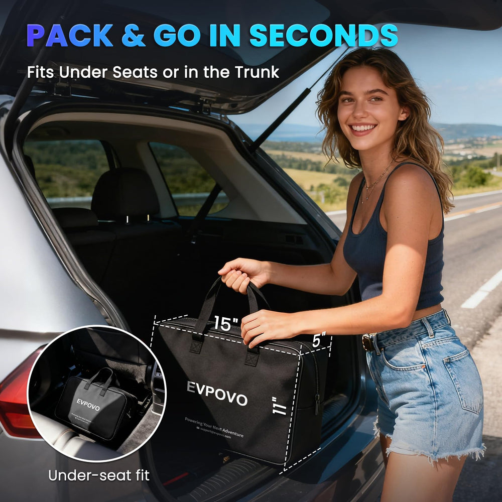 EVPOVO packaged box with accessories showing everything included for easy setup benefit