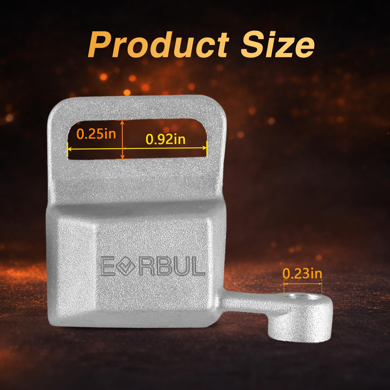 EVRBUL aluminum bracket beside broken plastic clip showing improved strength