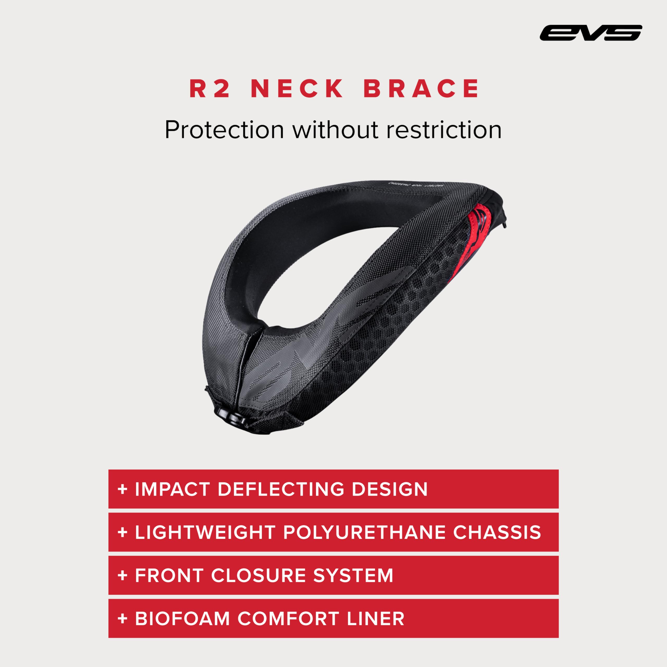 EVS R2 open closure detail with hook-and-loop for quick adjustments