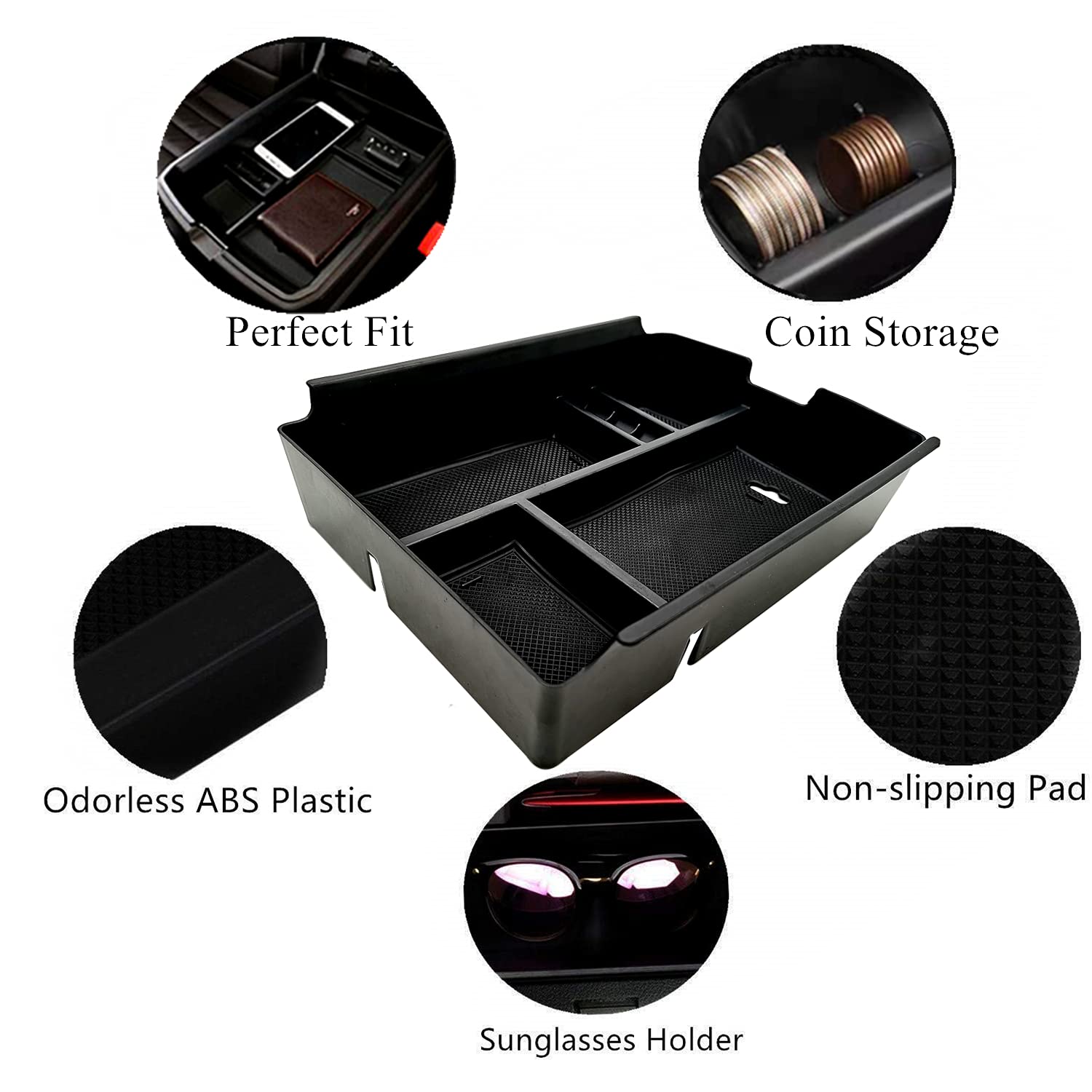 EVTIME underside with four non-slip mats preventing item movement and rattles