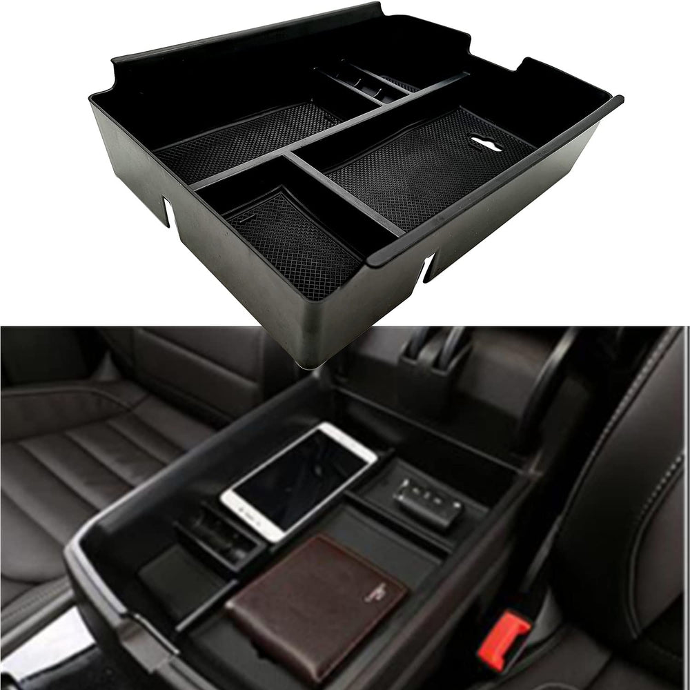 EVTIME front view of center console organizer showing clean fit and neat storage